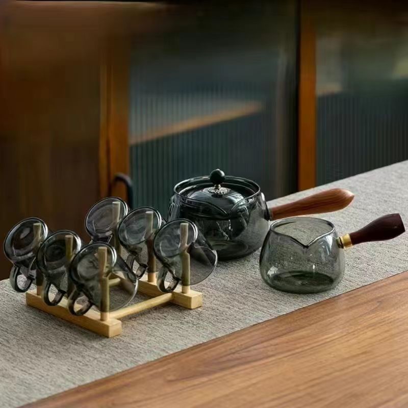 360 Rotating Teapot High Temperature Resistant Thickened New Glass Xiaoyao Tea Brewing Home Full Set_voghion.com