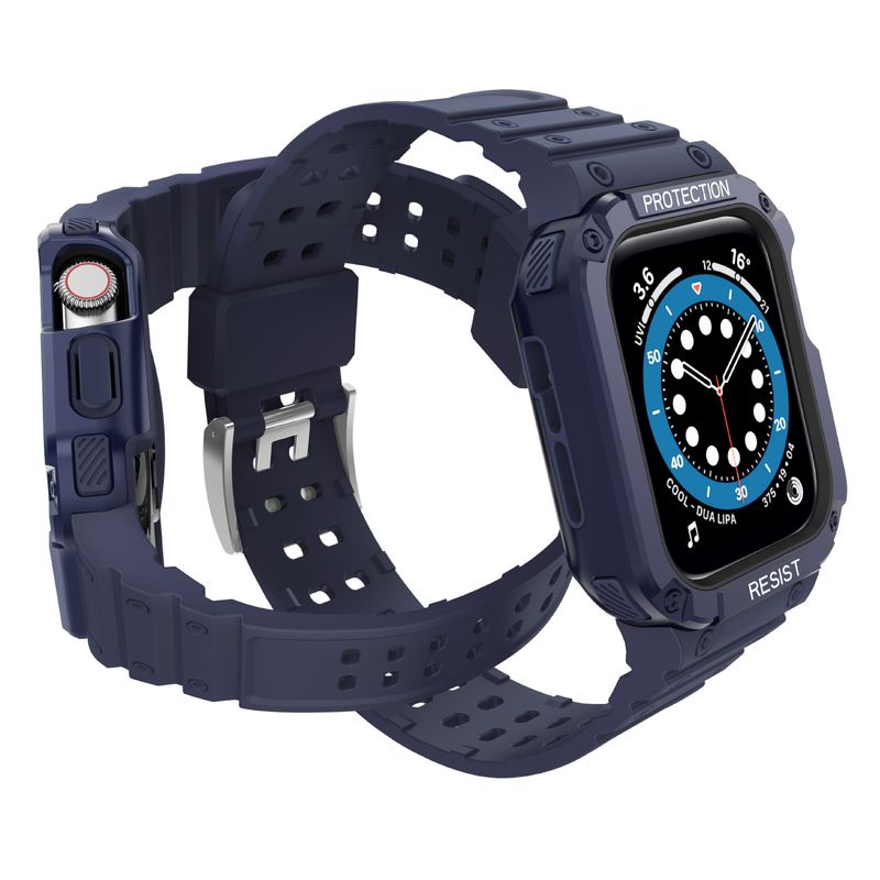 Suitable for Apple Watch integrated strap iwatch contrast color silicone strap wholesale TPU + PC shell_voghion.com