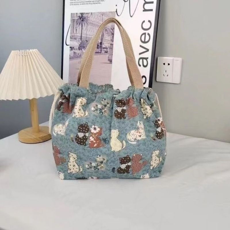 Kleine Tragetasche fürs Büro, für Pendler, vielseitig, handlich, verschiedene süße Damen-Lunchtasche aus leichtem Canvas_voghion.com