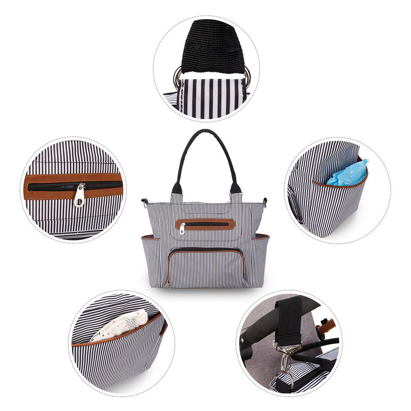 Aboutbaby Large Capacity 7-Piece Diaper Bag Set Multi-Functional Shoulder Tote With Spacious Compartments Stylish & Durable Polyester Travel Daily Use_voghion.com