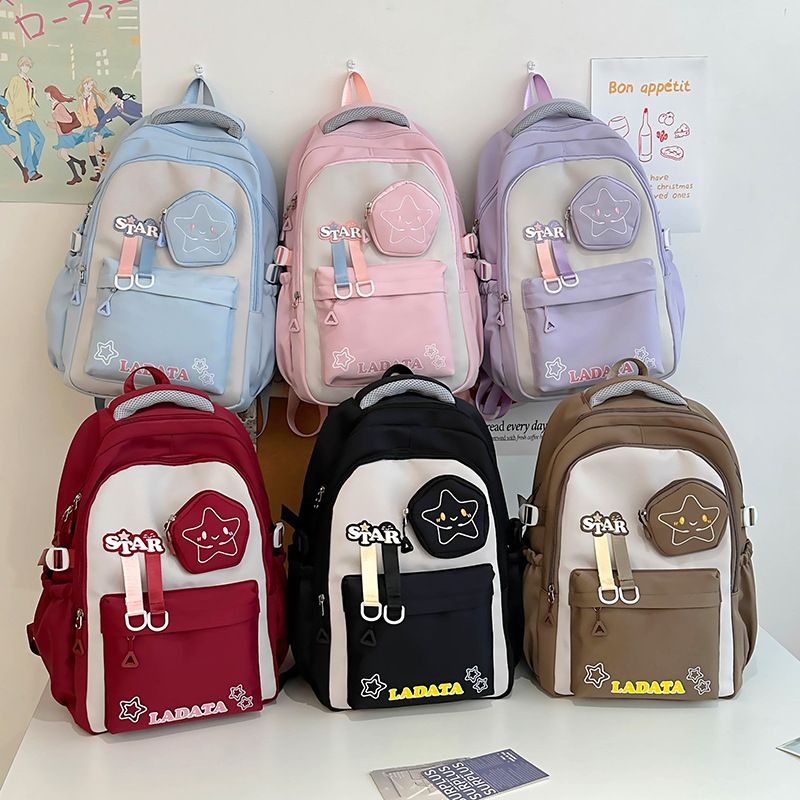 Zaino retrò elegante per adolescenti e adulti - Zaino scolastico in nylon leggero con ampia capacità di 20-35 litri, comode cinghie imbottite, adatto a laptop da 15 pollici_voghion.com