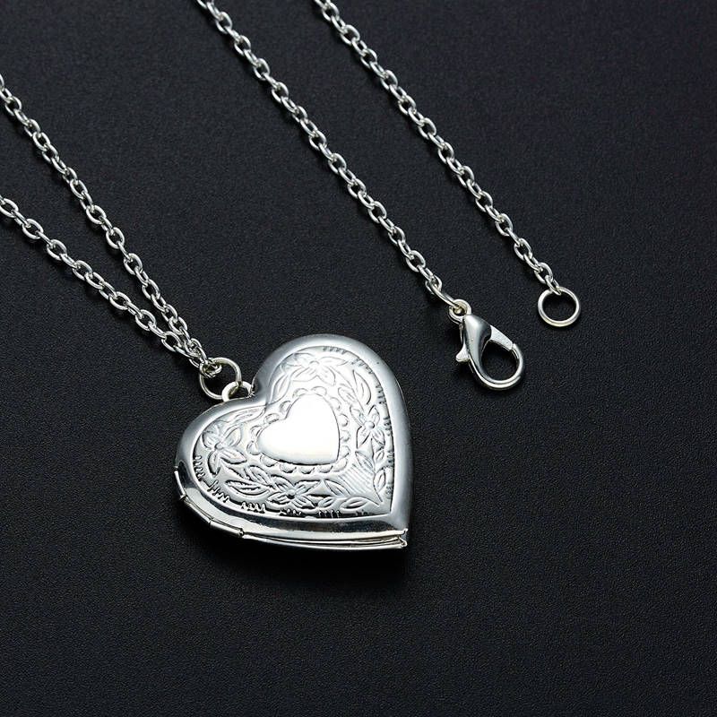 Ventes chaudes Peut ouvrir un pendentif en forme de cœur, un collier pour femme, une chaîne en argent, un cadre photo souvenir, des bijoux pour la maison, la Saint-Valentin, un cadeau,_voghion.com