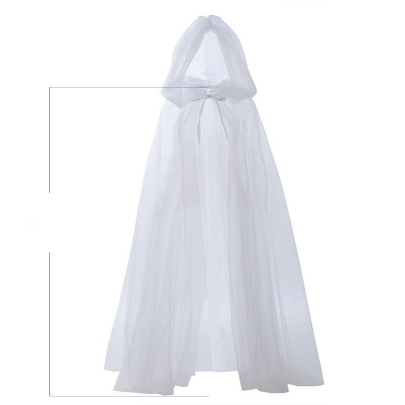 Halloween cosplay ghost role hooded cape, Grim Reaper Witch mesh long cloak, ball performance costume_voghion.com