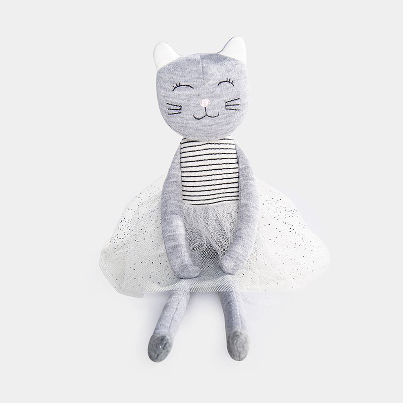 Stuffed Plush Animals Doll Soft Life New Gray Gauze Cat Doll Baby Companion Plush Toy Cute Kitten Doll_voghion.com