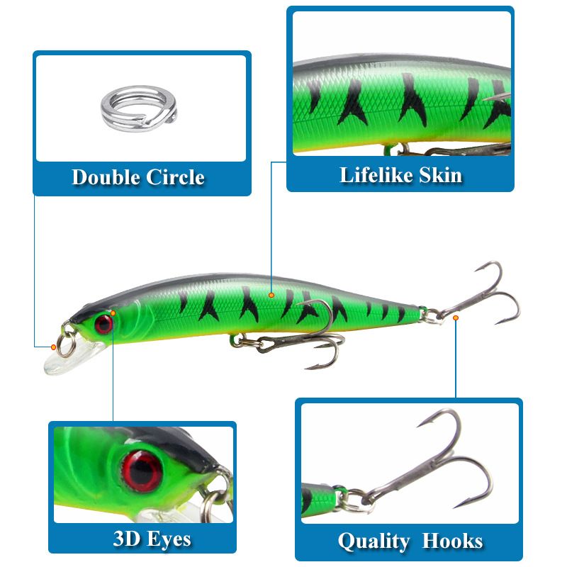 Lure Bait Long Throw Ring Beads Colorful Ten Color Minnow 10cm/8.3g Bass Simulation Bait Fishing Gear_voghion.com