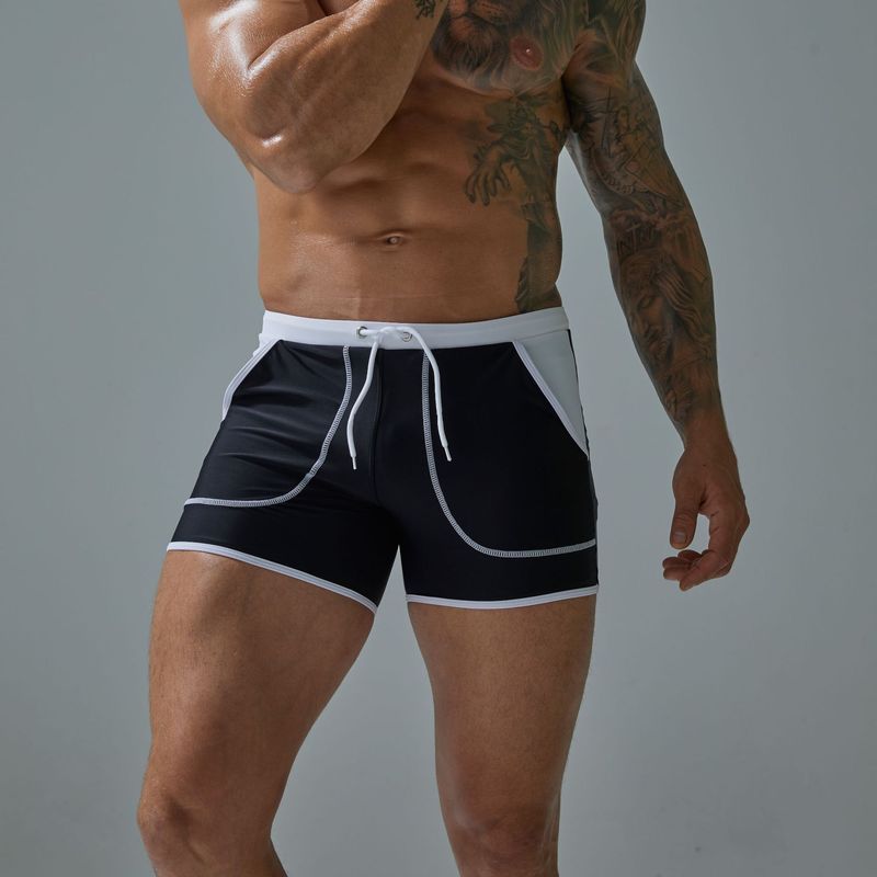 Men's New Large Pocket Nylon Swim Trunks Fashionable Close-fitting Summer Pool Beach Quick-dry Boxer Shorts_voghion.com