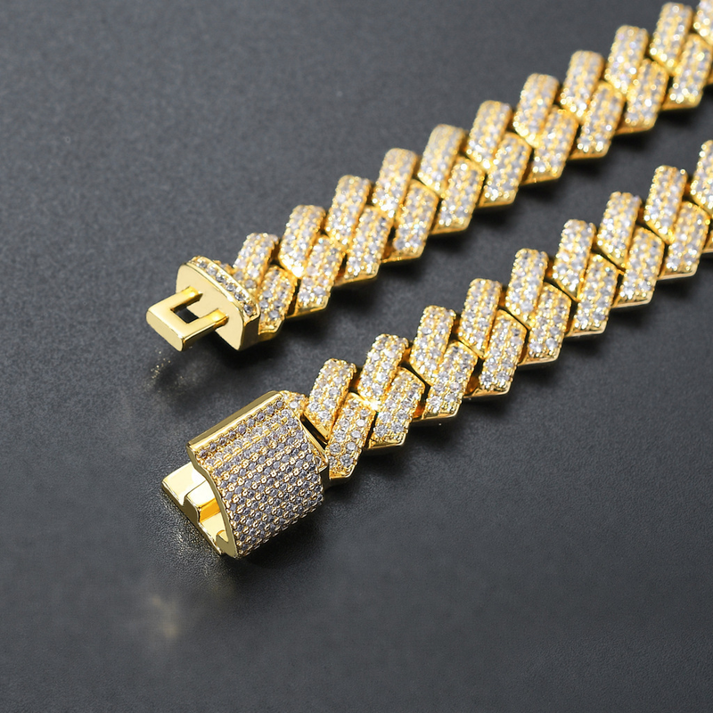 2023 Nueva venta Hip Hop con incrustaciones de agua Diamante Decoración de la mano Barra para hombres Cadena cubana 14 mm Diamante Pulsera de lujo personalizada_voghion.com