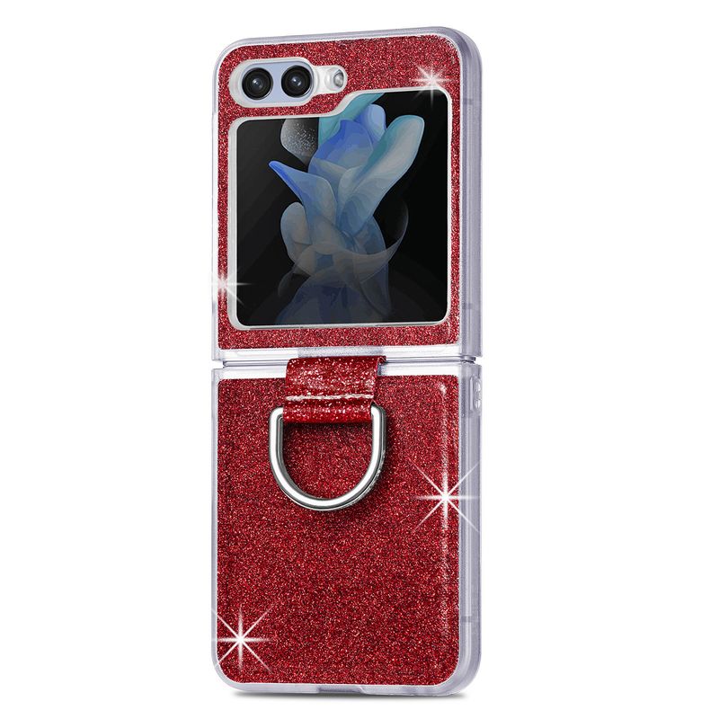 Applicable To Samsung ZFlip6 Mobile Phone Case Glitter Ring Holder ZFlip5 Folding Screen Protective Case Zflip4 Hard Case_voghion.com