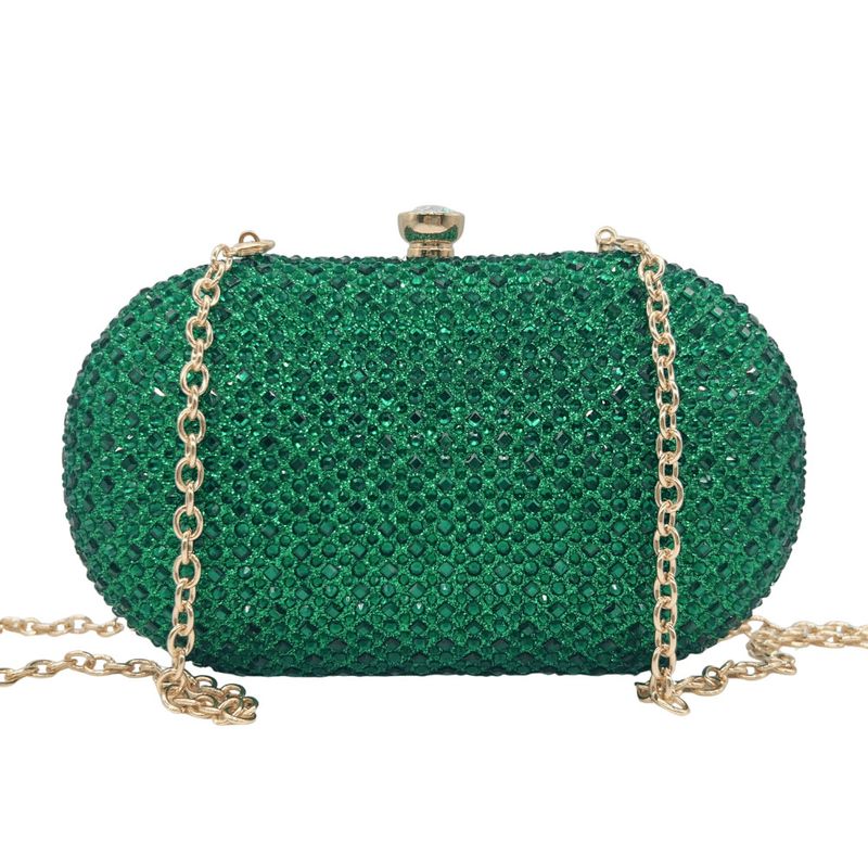 Borsa da sera elegante e alla moda, piccola pochette da donna con strass lucidi, verde, nuova, tempestata di diamanti_voghion.com