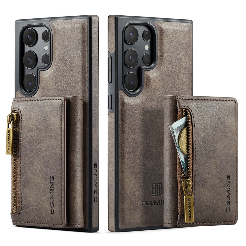 Custodia protettiva in pelle con portafoglio multi-carta antifurto con spazzola M5 per Samsung S23 Ultra._voghion.com