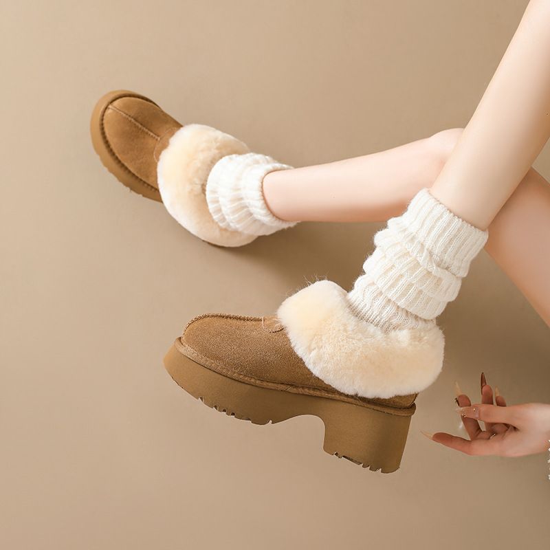 Stivali da neve invernali in lana sintetica da donna, spessi, morbidi e caldi, imbottiti in cotone, alla moda, a righe, con plateau spesso_voghion.com