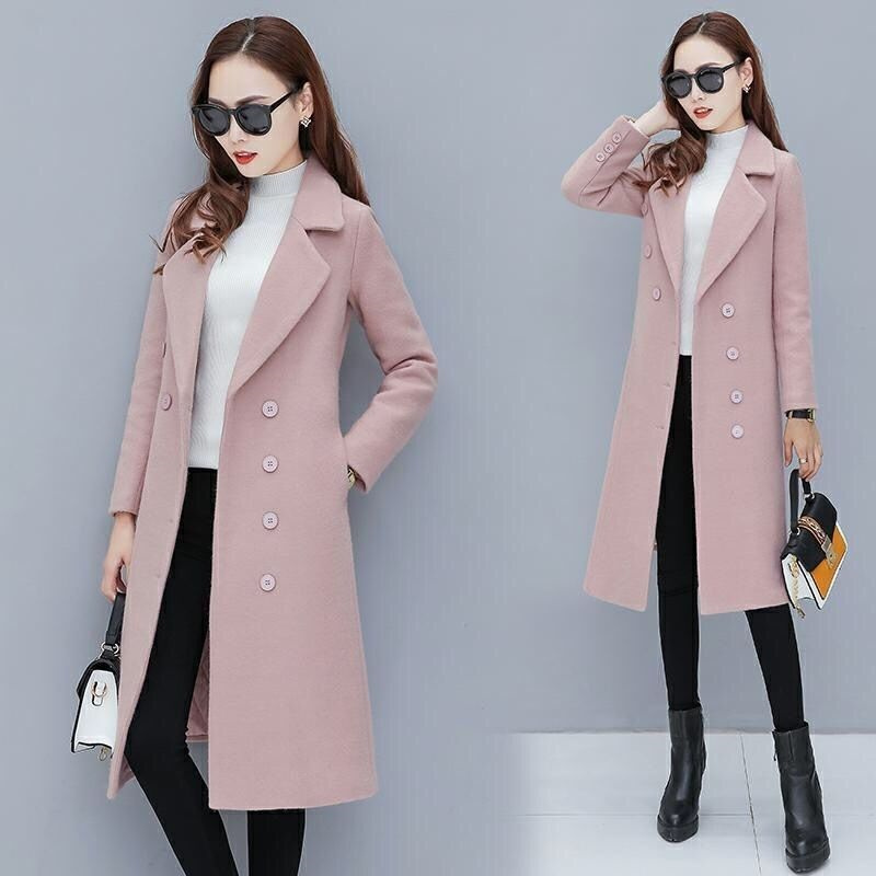 Female Woolen Coat Veet 2023Women's Double-Breasted Woolen Coat Spring And Autumn Woolen Coat Fashion Suit Collar_voghion.com