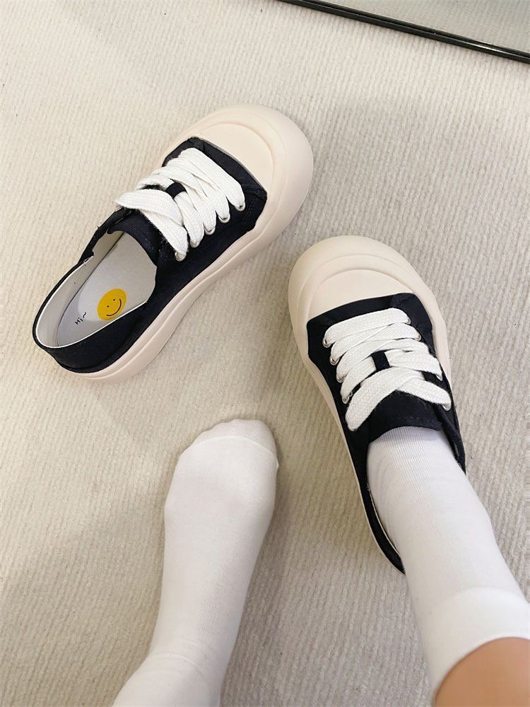 Chaussures en toile bidirectionnelles pour femmes, nouvelles chaussures d'été 2025, mignonnes, couleur unie, décontractées, à talon incliné, blanches_voghion.com