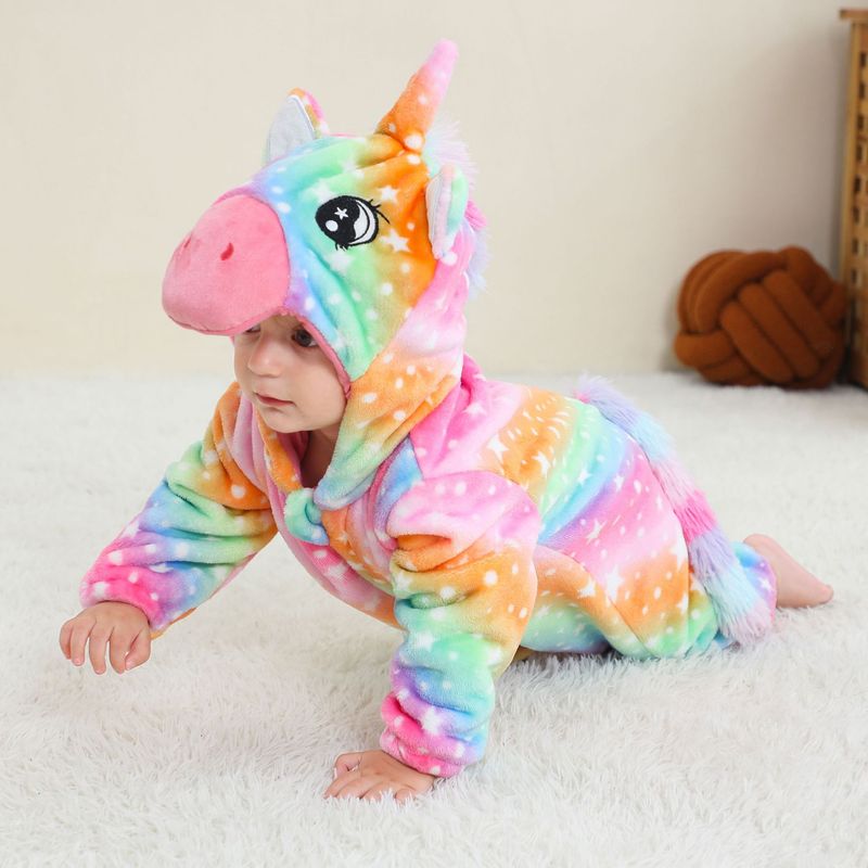 XUANMU Baby Cute Cartoon Flannel Baby Rompers Unicorn Pajamas Cotton Boy Girls Animal Costumes Baby Jumpsuit Outfits XF0030_voghion.com