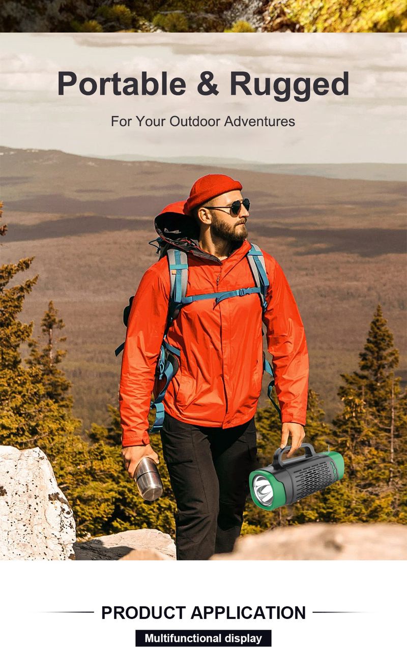 ZQS1357 Multimedia Utomhus Solcellsladdning Trådlös Bluetooth-laddning Ljud Campingbelysning_voghion.com