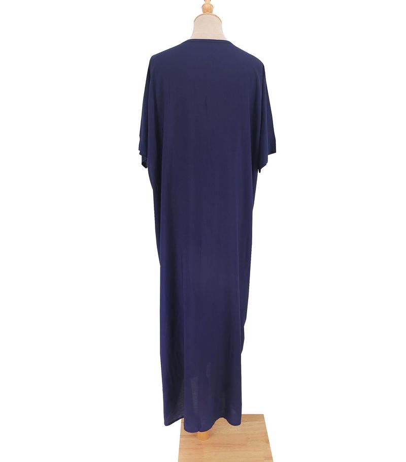 Damenbekleidung, Rayon, besticktes Strandkleid, langes Kleid, Boho-Chic, Sonnenschutz, Bademode, Überzug für Pool, Urlaub, Bikini (Marineblau)_voghion.com