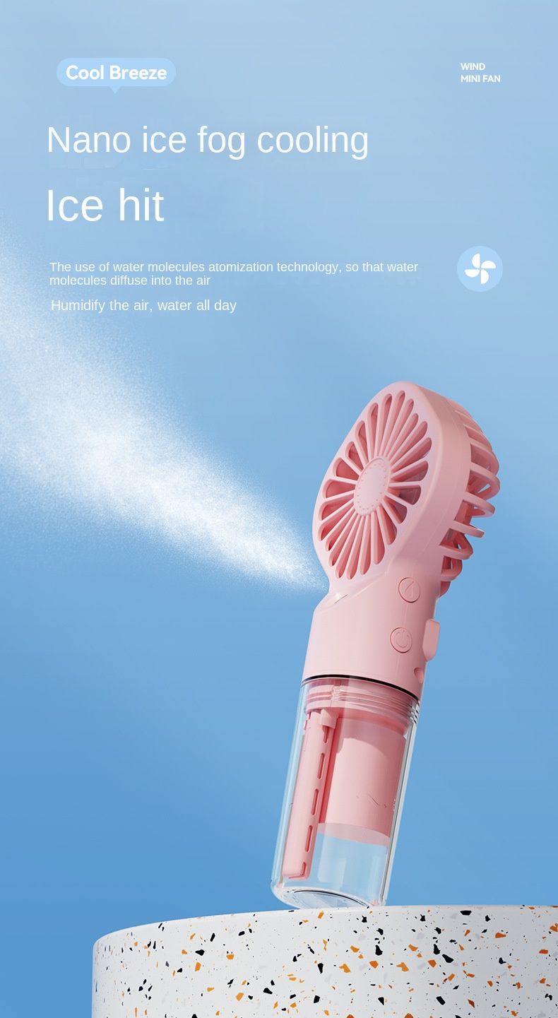 Mini Handheld USB Rechargeable Portable Misting Fan With 4 Adjustable Speed Spray Water Mist For Outdoor Camping And Traveling_voghion.com