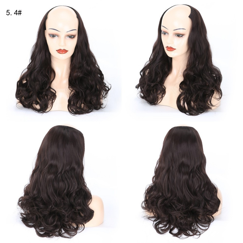 Synthetic hair U-shaped half head wig for women's medium large wave pear curl with natural fluffy long curly hair_voghion.com