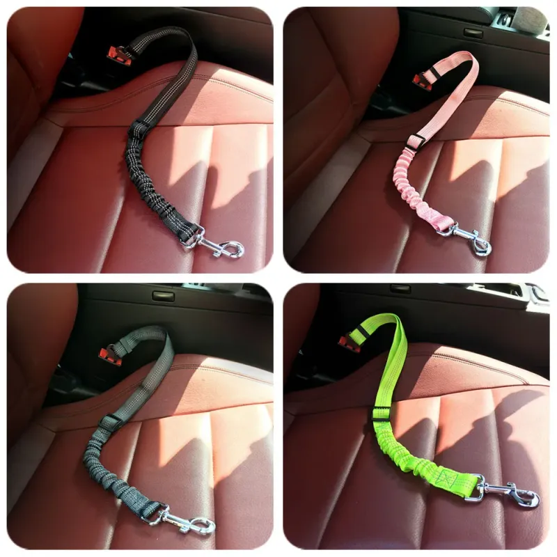 Autogordel voor honden, intrekbare buffer, elastische reflecterende veilige trekkabel, riem, hondenaccessoires, benodigdheden van PawParty Store_voghion.com