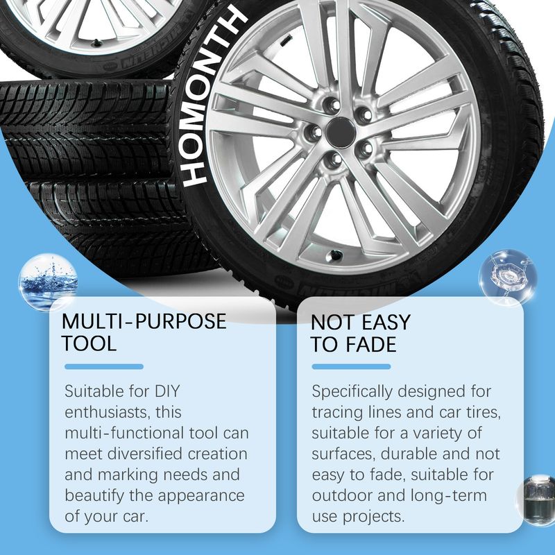 Homonth White Tire Paint Pen Car Tire Paint Pen Does Not Fade Color Creative Diy Oil Pen_voghion.com