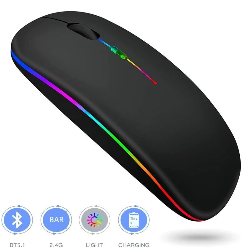 LED Wireless Mouse Bluetooth-compatible Slim Rechargeable Si_voghion.com