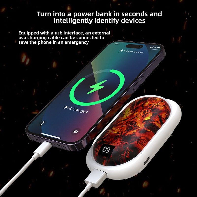 Articoli di tendenza 2025 Nuovo scaldamani ricaricabile a carbone di grande capacità con display digitale transfrontaliero, riscaldamento bifacciale, fabbrica_voghion.com