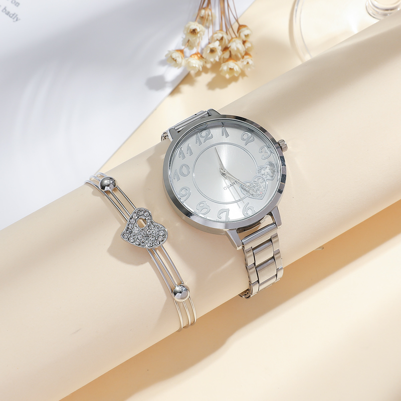 5 teile/satz Damen Sommer Neue Mode Frische Persönlichkeit Stahl Band Quarzuhr Set_voghion.com