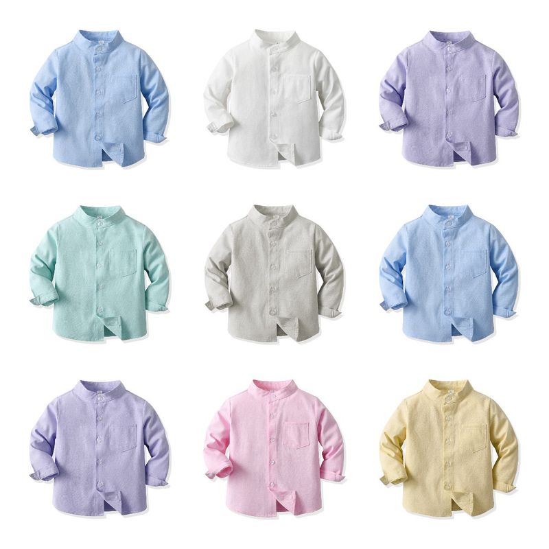 Ropa para niños Camisas de manga larga para niños, hermosas camisas exteriores para niños de primavera, chaquetas casuales de colores dulces, camisas para niños de estilo universitario_voghion.com