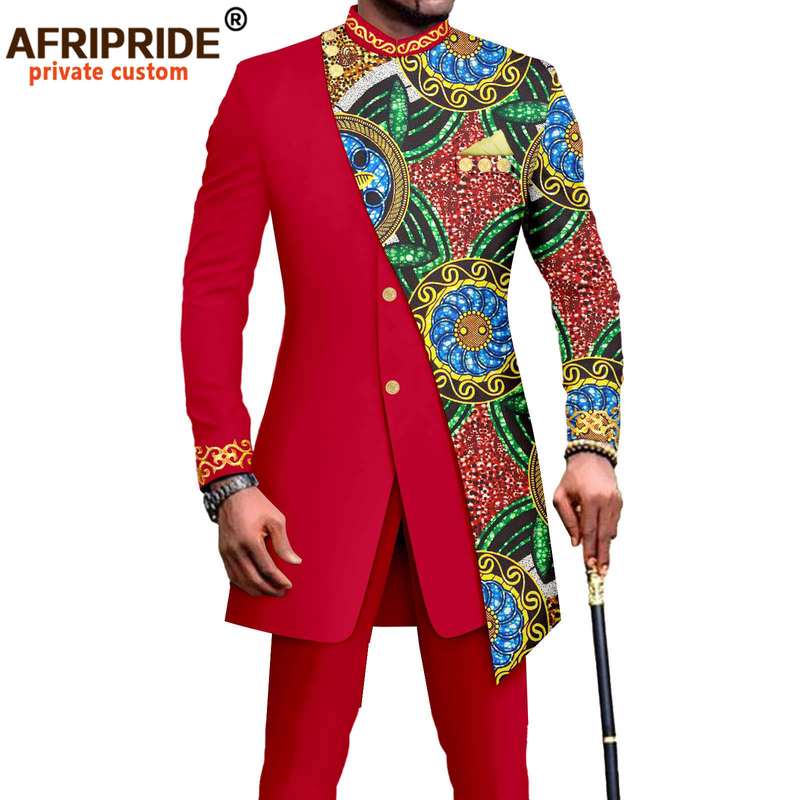 Herrenbekleidung, afrikanische Männer, schlankes zweiteiliges Set_voghion.com