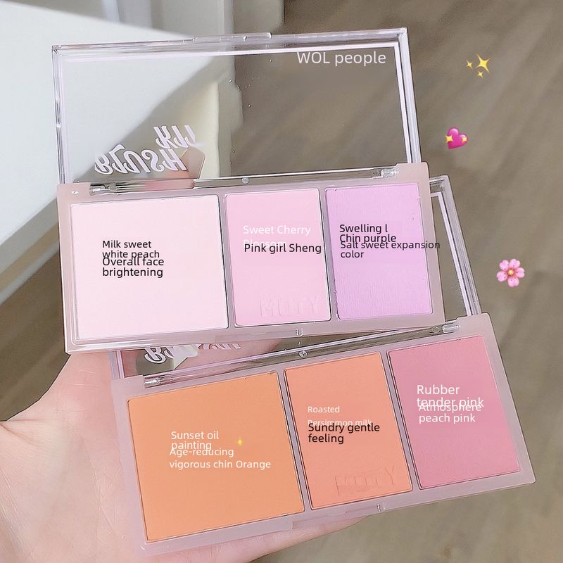 MOTY dreifarbiges Rouge-Püree-Rouge-Puder ist zart und einfach zu handhaben, um die Farbe und Vitalität des Mädchens zu zeigen, tragbar und günstig_voghion.com