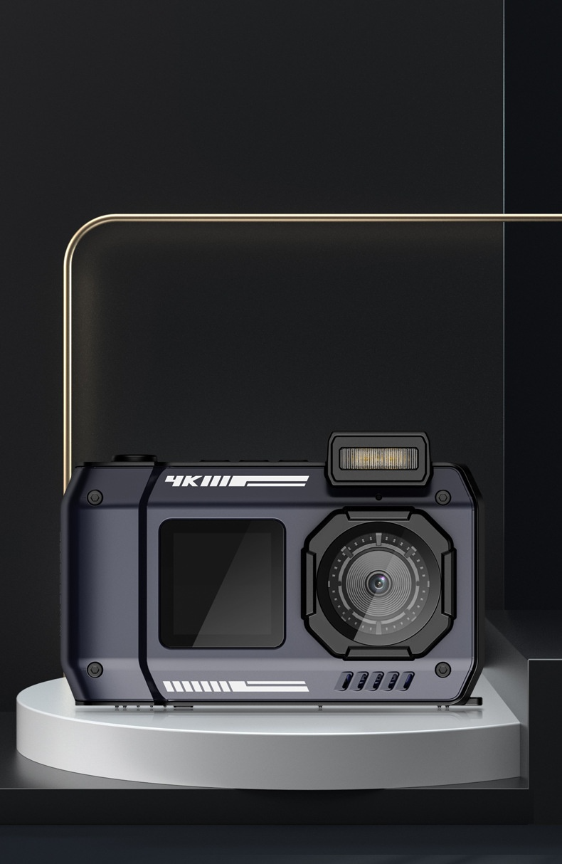 Wasserdichte Kamera zum Schnorcheln, 4K, Dual-Front-Bildschirm, 65 MP, 18-facher Zoom, Unterwasserkamera für Vlogging, Strand-Selfie, Reiseblogger, mit kostenlosem Armband_voghion.com