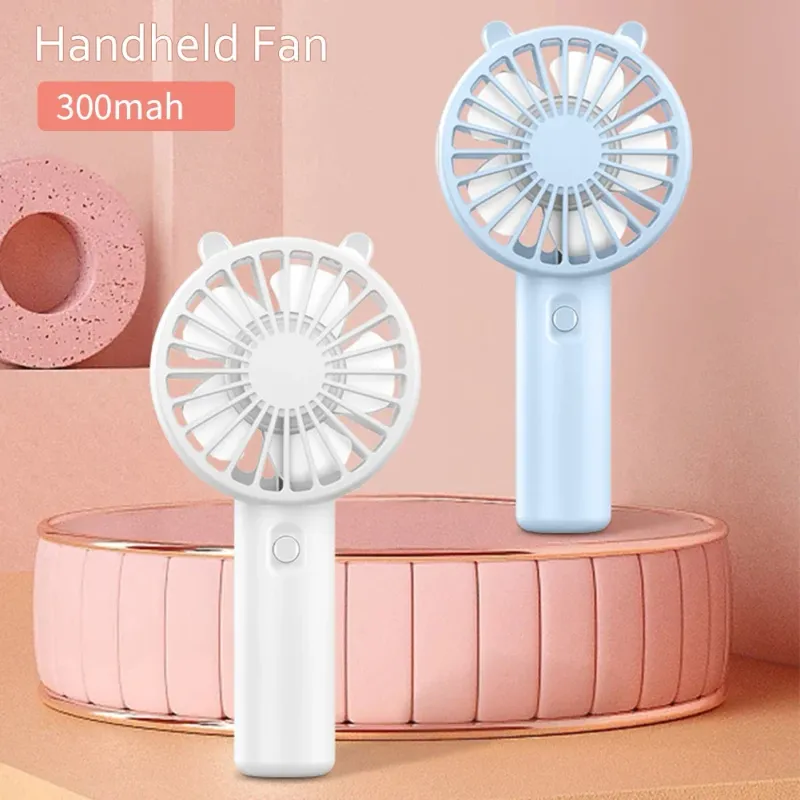 Handheld Mini USB Rechargeable Cooling Cute Portable Night Light Summer Small Pocket Fan Cartoon Quiet Fans_voghion.com