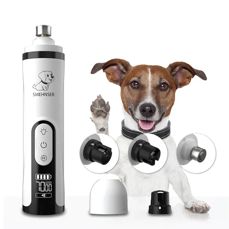 Meuleuse électrique, lumière LED, tondeuse pour chats et chiens, coupe-griffes rechargeable par USB, tondeuse de toilettage pour animaux de compagnie par PawParty Store_voghion.com