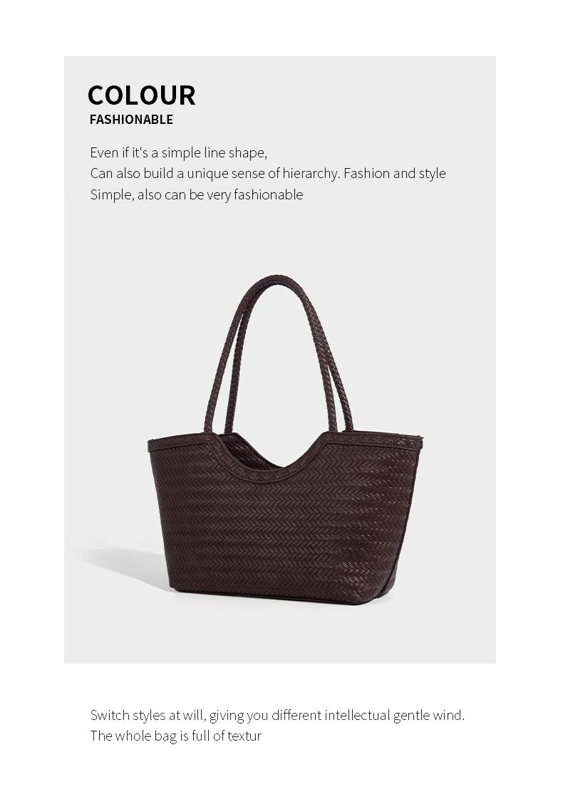 Borsa tote in pelle intrecciata con tasca interna, borsa a tracolla di grande capacità per uso quotidiano, shopping, viaggi - Design marrone chic_voghion.com