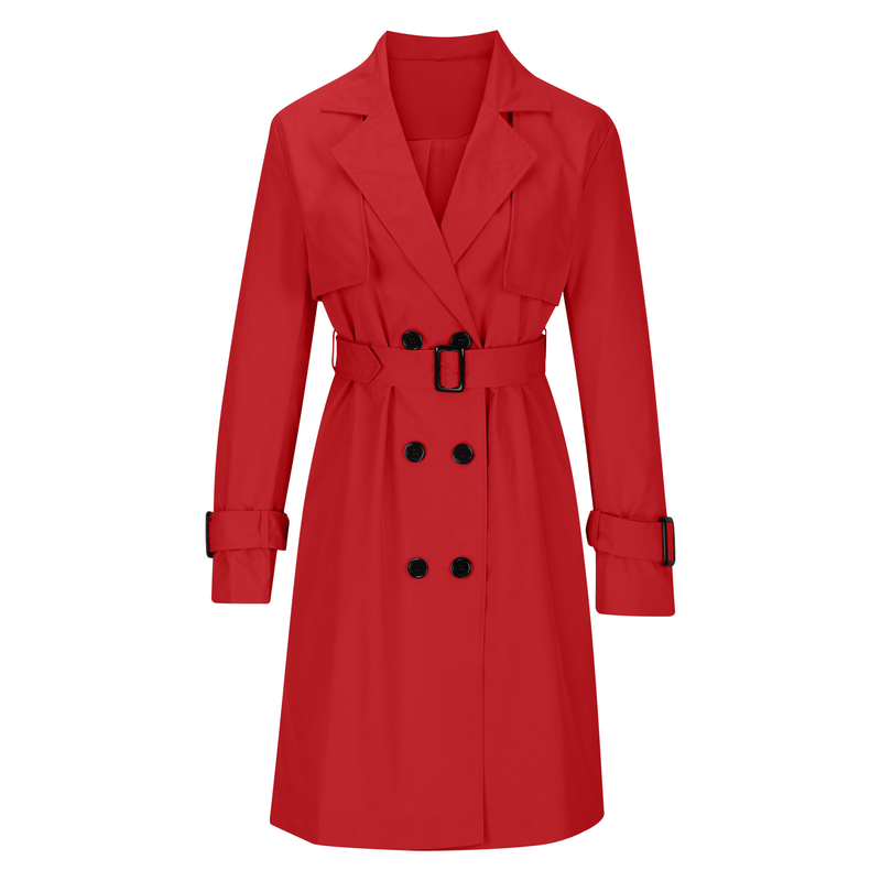 Trench casual doppiopetto da donna, invernale e autunnale_voghion.com