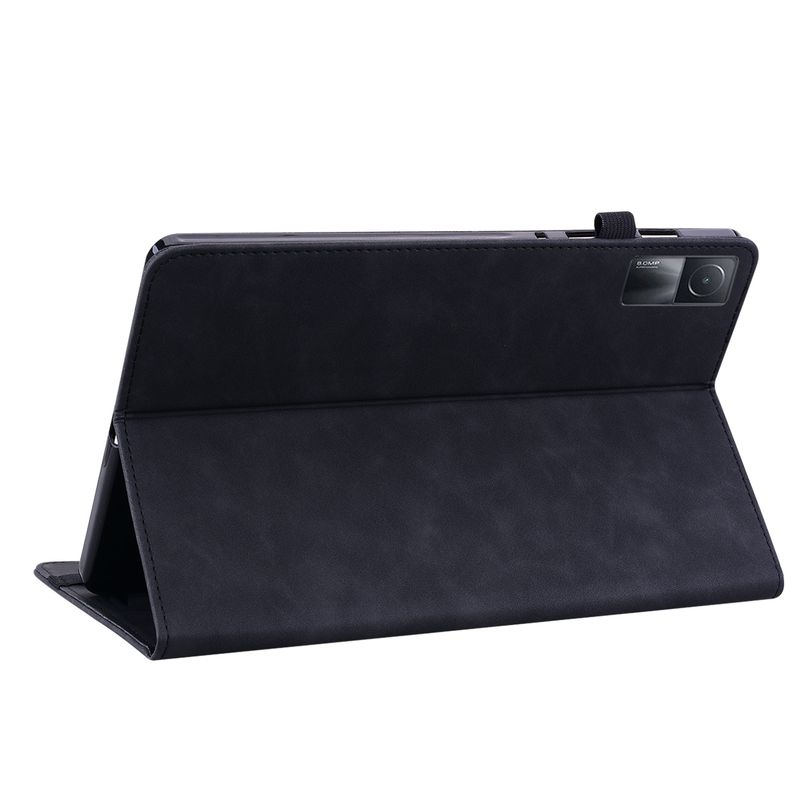 For Xiaomi Redmi Pad 5G Skin Feel Solid Color Zipper Leather Tablet Case(Black)_voghion.com