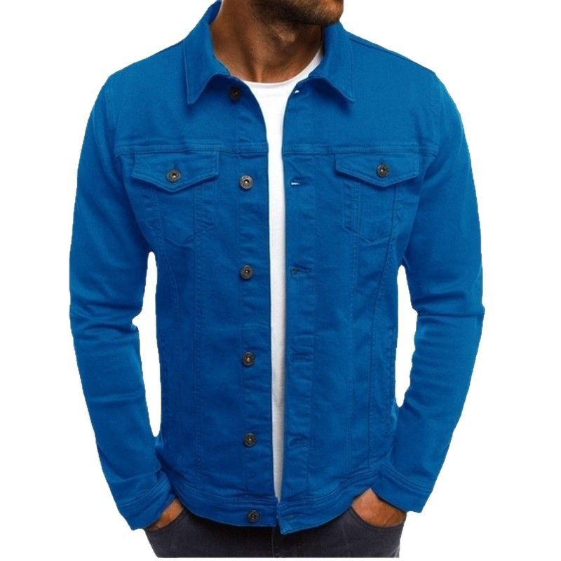 Suitable For All Seasons 2025 New Hot Push Denim Casual Sports Solid Color Cardigan Button Workwear Jacket For Men_voghion.com