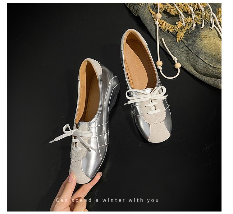 Chaussures Forrest Gump en cuir véritable pour femmes, nouvelles ballerines à lacets avec hauteur intérieure rehaussante, 2024_voghion.com