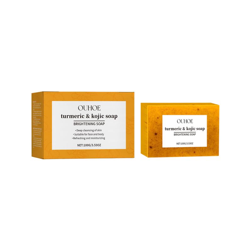 OUHOE Turmeric & Kojic Soap, Gentle Cleansing Skin Moisturizing Facial Body Care Soap_voghion.com