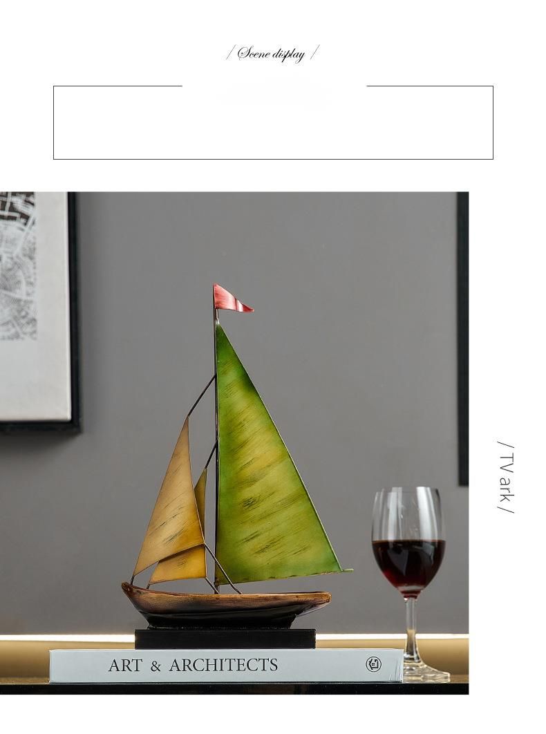 Minimalist Design Resin Smooth Sailing Sailboat Ornament Rack Living Room Decoration Wine Cabinet Decor_voghion.com