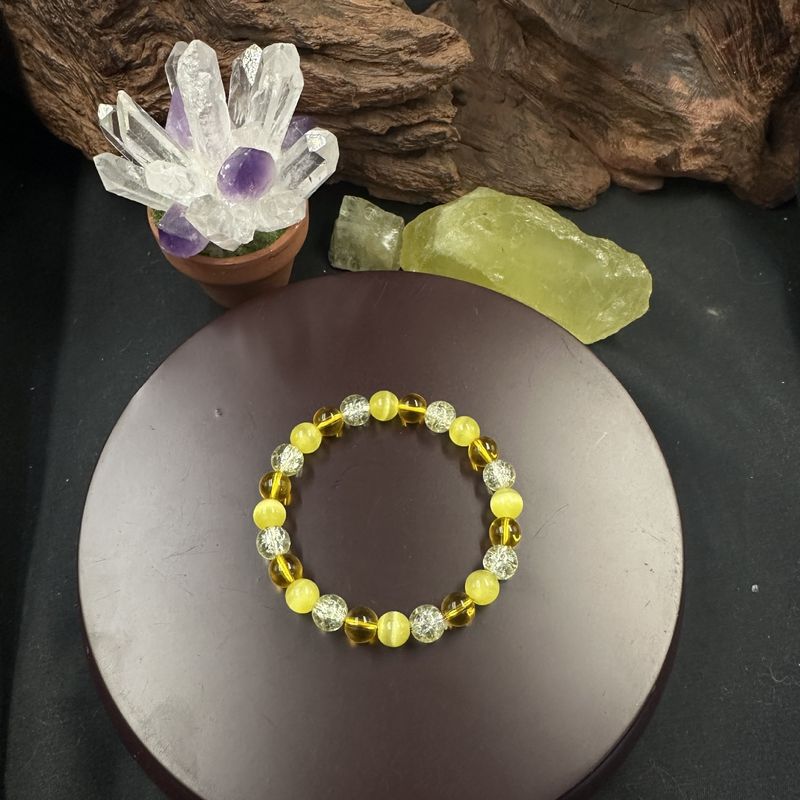 Xiyin Cat's Eye Stone And Yellow Crystal Three Types Bracelet Direct Sale_voghion.com