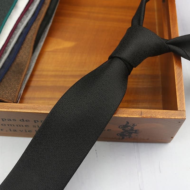 Cravatta stretta da uomo, stile coreano, casual, professionale, da 6 cm, tinta unita, grigia, versatile, nera, per studenti_voghion.com