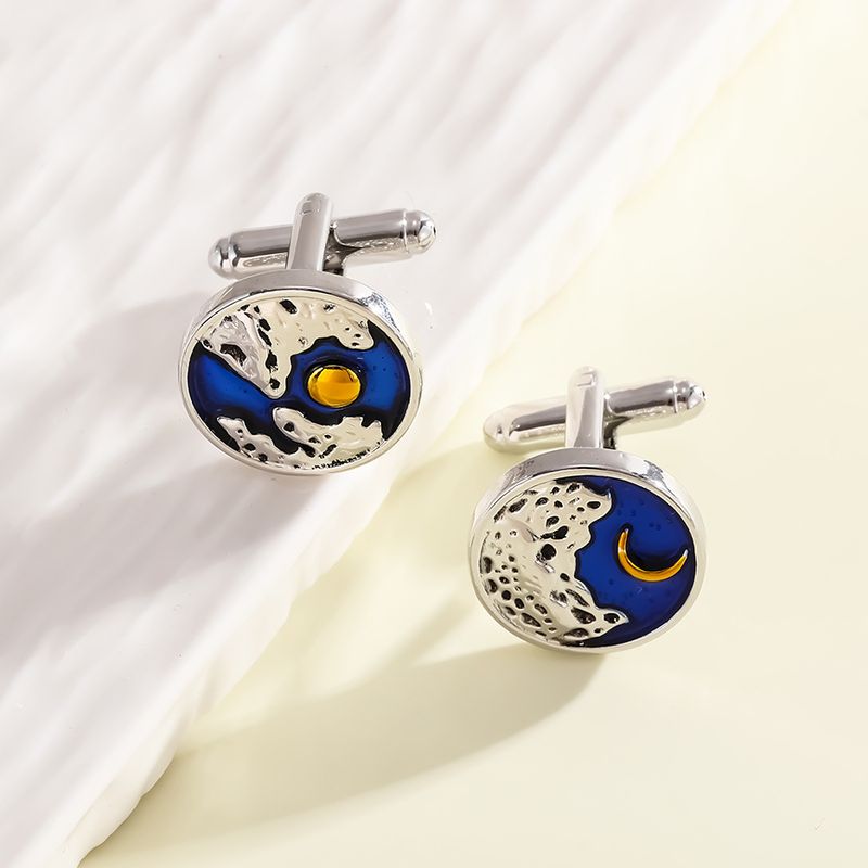 nuovi gemelli rotondi sole e luna coppia francese chiodi manica camicia gemelli_voghion.com