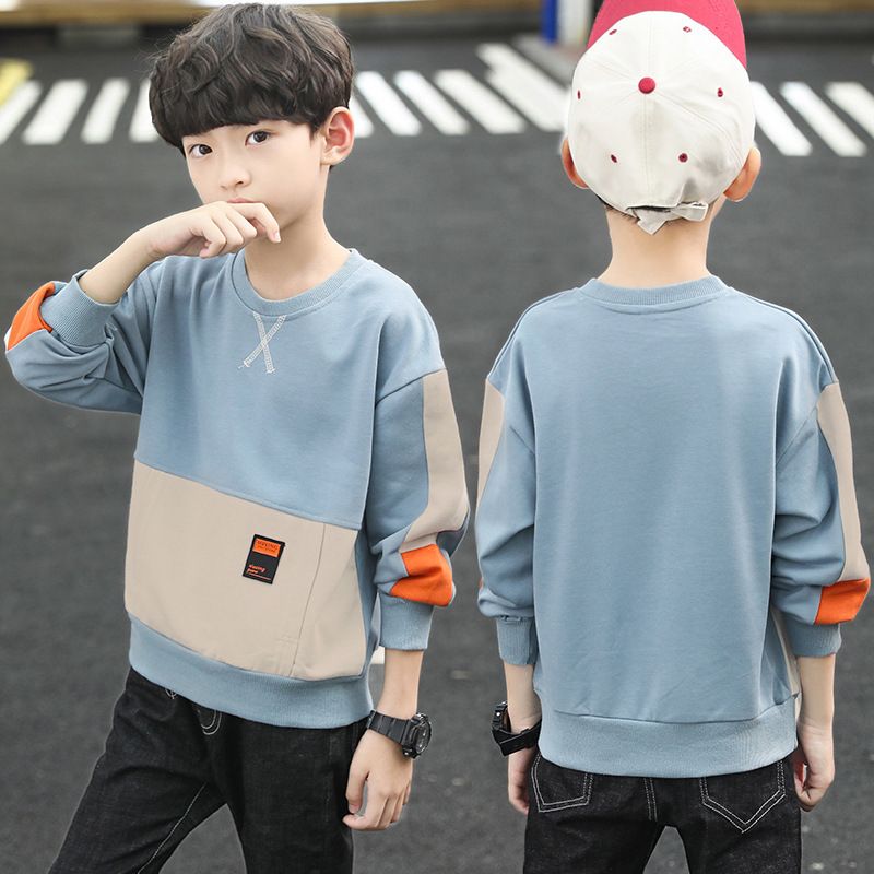 Maglietta primaverile e a maniche lunghe per bambini 2022 Nuova felpa con cappuccio autunnale Zhongda Top Bottom Shirt Stile occidentale Tendenza per bambini_voghion.com