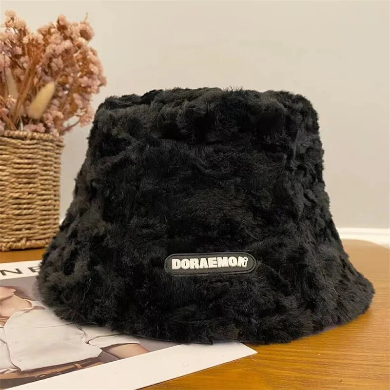 Autumn Winter Plush Bucket Hat Women Thicken Warm Fisherman Hats Korean Version Fashion Sunscreen Basin Caps 2024 New_voghion.com