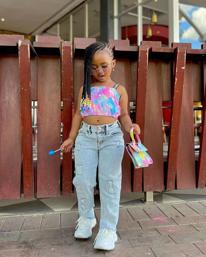 Ropa de bebé Verano niñas color letra halter top ropa para niños ins_voghion.com