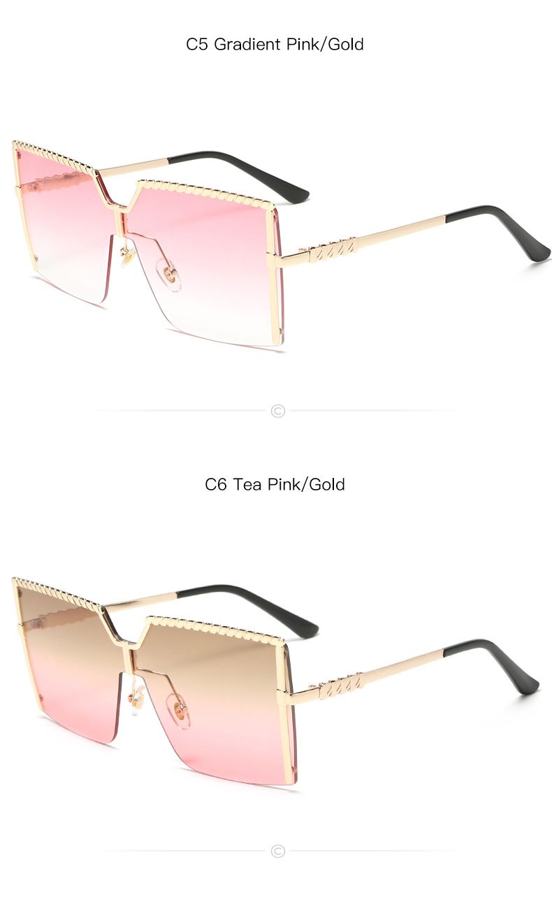 Square Half Frame Sunglasses For Women - Large Gradient UV400 (Class 3, Fashionable)_voghion.com