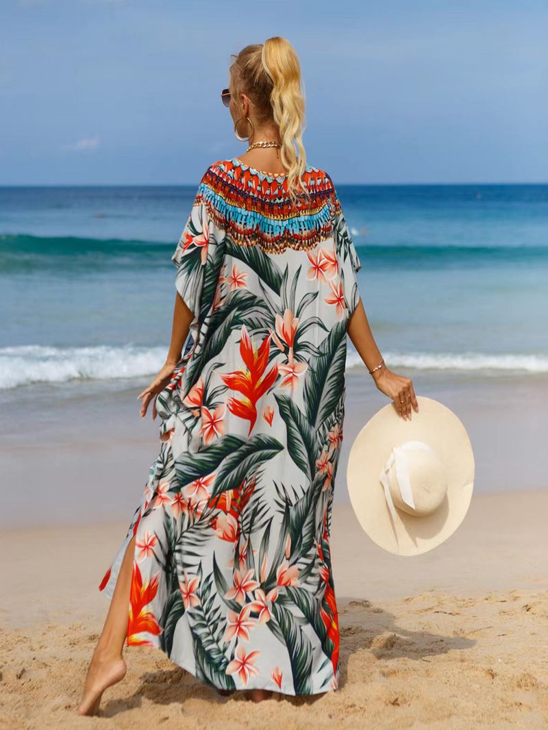 Bohemian Beach Cover-Up Kleid – Leichte und atmungsaktive Tunika aus 99 % Baumwolle für Damen, übergroßes, fließendes Sommerkleid, perfekt für den Pool_voghion.com