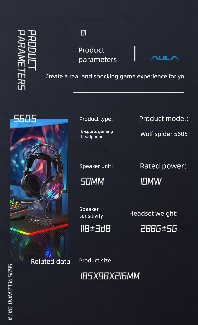 Cuffie da gioco per computer Wolf Spider (AULA), cuffie over-ear, cuffie da gioco per Internet Cafe, e-sport, PUBG, laptop, bassi profondi, suono cablato_voghion.com