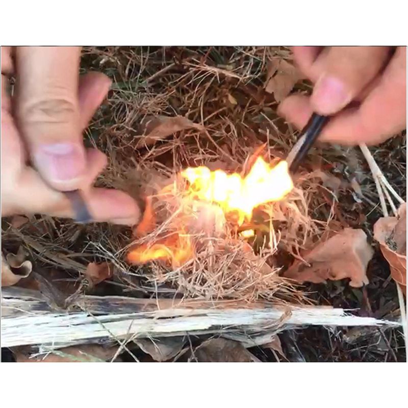 Natural Wood Handle Flint Magnesium Fire Starter Rod Outdoor Survival With Packaging And Leather Strap Powerful Scraper_voghion.com